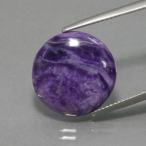 Charoíta violeta natural 8,00ct, corte redondo, opaco