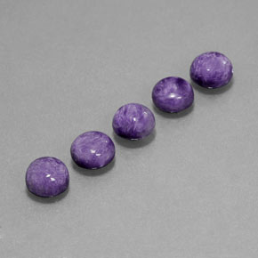 Pedras preciosas de charoíta violeta natural de  ct, corte redondo, opaco