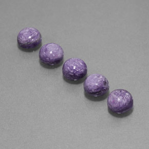Pedras preciosas de charoíta violeta natural de  ct, corte redondo, opaco