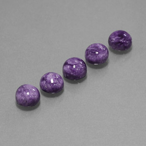 Pedras preciosas de charoíta violeta natural de  ct, corte redondo, opaco