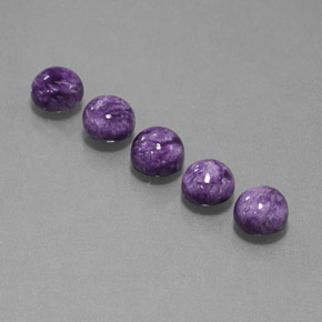 Pedras preciosas de charoíta violeta natural de  ct, corte redondo, opaco