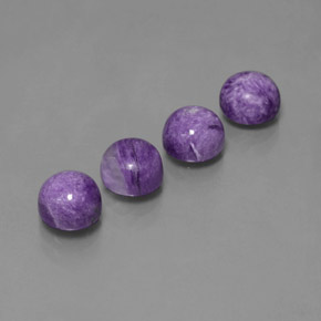 Pedras preciosas de charoíta violeta natural de  ct, corte redondo, opaco