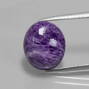 Charoíta violeta natural 5,09ct, corte oval, opaco