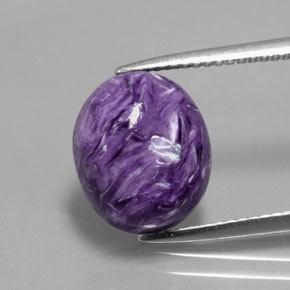 Charoíta violeta natural 5,14ct, corte oval, opaco