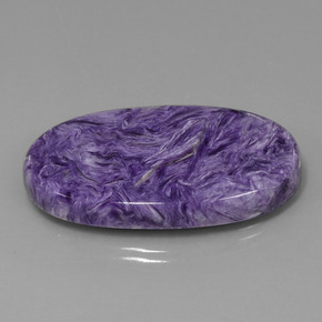 Charoíta violeta natural 52,34ct, corte oval, opaco