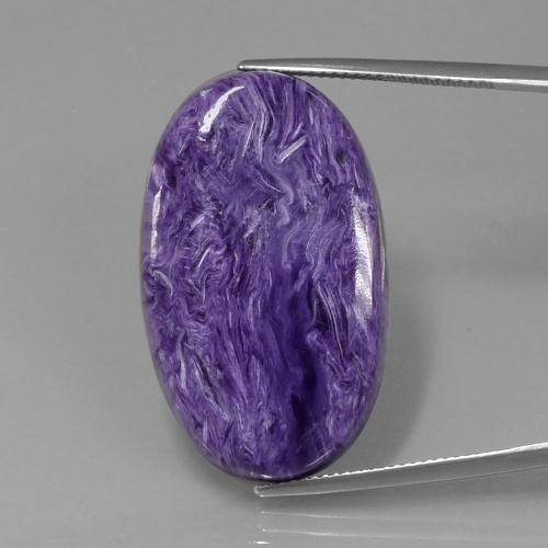 Charoíta violeta natural 34,88ct, corte oval, opaco