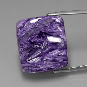 Charoíta violeta natural 29,63ct, almofada cortada, opaco