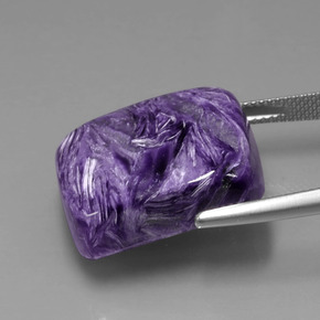 Charoíta violeta natural 29,63ct, almofada cortada, opaco