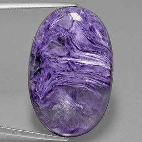 Charoíta violeta natural 38,15ct, corte oval, opaco