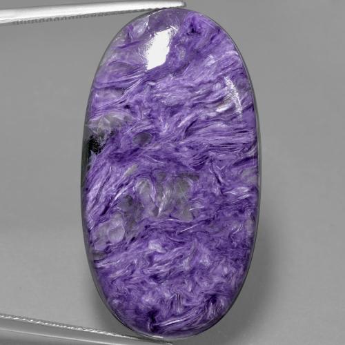 Charoíta violeta natural 49,22ct, corte oval, opaco