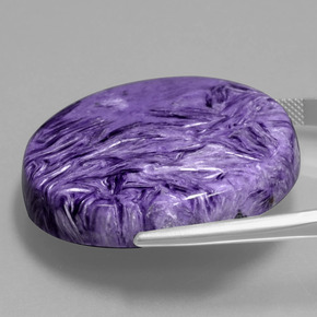 Charoíta violeta natural 77,96ct, corte redondo, opaco