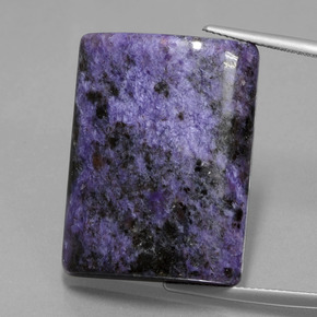 Charoíta violeta natural 44,70ct, baguete, opaco