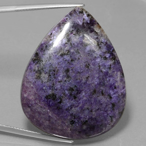 Charoíta violeta natural 67,98ct, formato de pêra, opaco