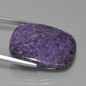 Charoíta violeta natural 22,52ct, almofada cortada, opaco