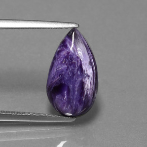 Charoíta violeta natural 4,07ct, formato de pêra, opaco