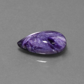 Charoíta violeta natural 4,07ct, formato de pêra, opaco