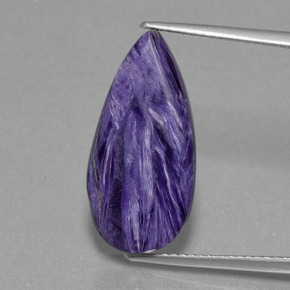 Charoíta violeta natural 9,07ct, formato de pêra, opaco