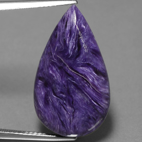 Charoíta violeta natural 15,63ct, formato de pêra, opaco