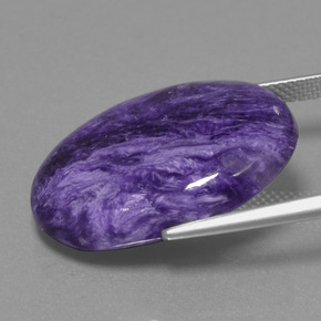 Charoíta violeta natural 19,87ct, corte oval, opaco
