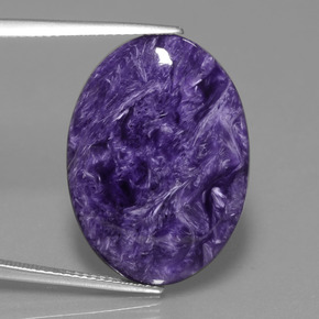 Charoíta violeta natural 15,55ct, corte oval, opaco