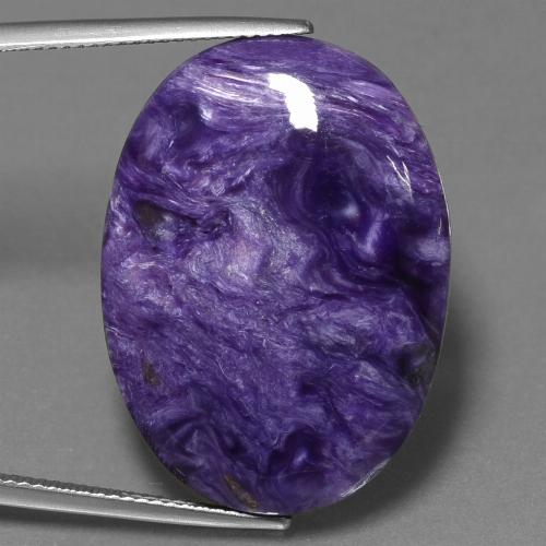 Charoíta violeta natural 32,90ct, corte oval, opaco