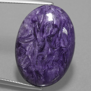 Charoíta violeta natural 22,22ct, corte oval, opaco
