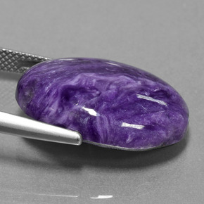 Charoíta violeta natural 16,36ct, corte oval, opaco