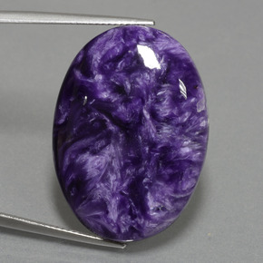 Charoíta violeta natural 29,03ct, corte oval, opaco