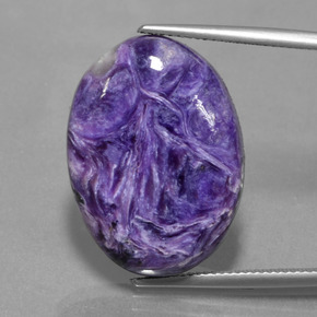 Charoíta violeta natural 22,50ct, corte oval, opaco