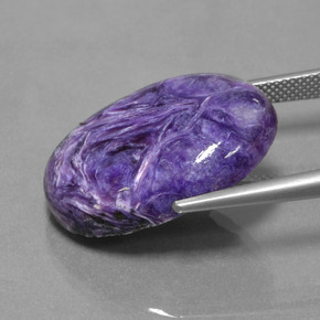 Charoíta violeta natural 22,50ct, corte oval, opaco