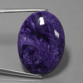 Charoíta violeta natural 35,11ct, corte oval, opaco