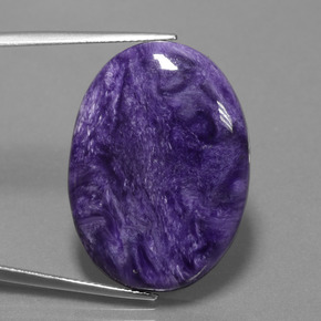 Charoíta violeta natural 26,43ct, corte oval, opaco