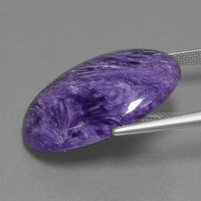 Charoíta violeta natural 19,13ct, corte oval, opaco