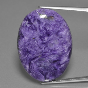 Charoite Aveludado Roxo Violeta Natural 31.76ct, Corte Oval, Opaco