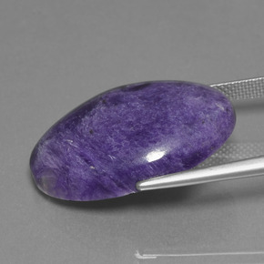 Charoíta violeta natural 20,32ct, corte oval, opaco