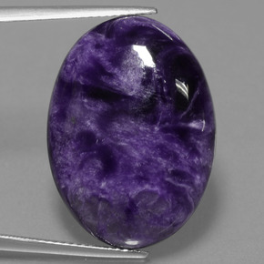 Charoíta violeta natural 21,85ct, corte oval, opaco