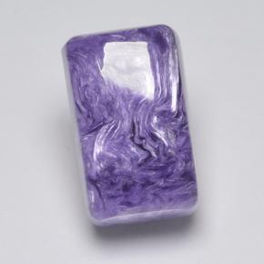 Charoíta violeta natural 8,46ct, corte esmeralda, opaco