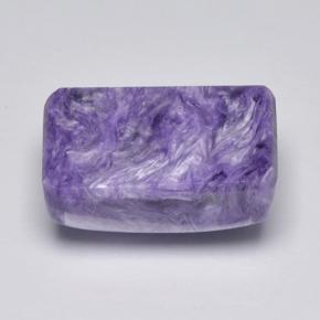 Charoíta violeta natural 8,46ct, corte esmeralda, opaco