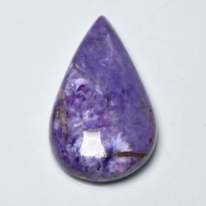 Charoíta violeta natural 11,16ct, formato de pêra, opaco
