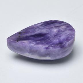 Charoíta violeta natural 4,92ct, formato de pêra, opaco