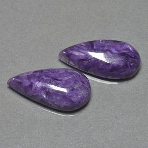 Pedras preciosas de charoíta violeta natural de 12,53 ct, formato de pêra, opaco