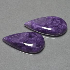 Pedras preciosas de charoíta violeta natural de 12,58 ct, formato de pêra, opaco