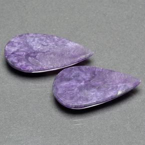 Pedras preciosas de charoíta violeta natural de 12,58 ct, formato de pêra, opaco
