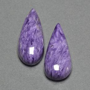 Pedras preciosas de charoíta violeta natural de 13,24 ct, formato de pêra, opaco