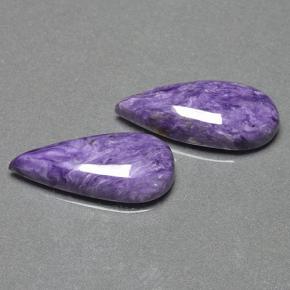 Pedras preciosas de charoíta violeta natural de 13,24 ct, formato de pêra, opaco