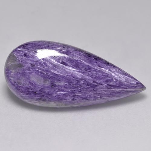 Charoíta violeta natural 11,04ct, formato de pêra, opaco