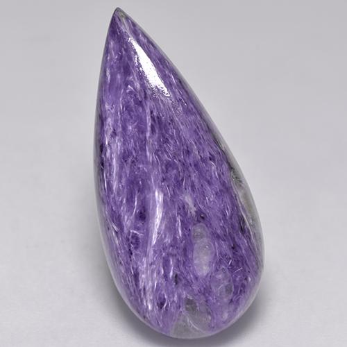 Charoíta violeta natural 11,04ct, formato de pêra, opaco