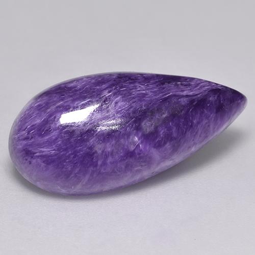 Charoíta violeta natural 9,88ct, formato de pêra, opaco