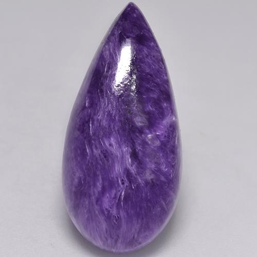 Charoíta violeta natural 9,88ct, formato de pêra, opaco