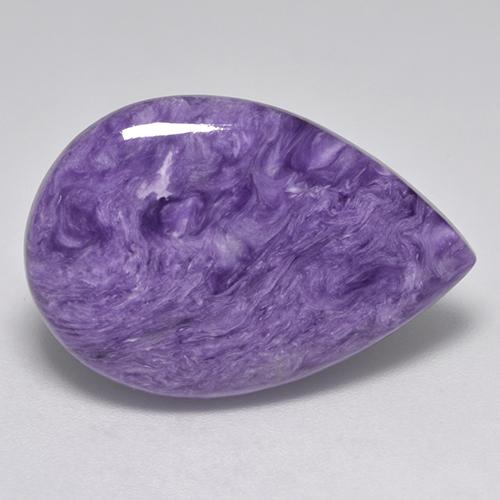 Charoíta violeta natural 13,87ct, formato de pêra, opaco